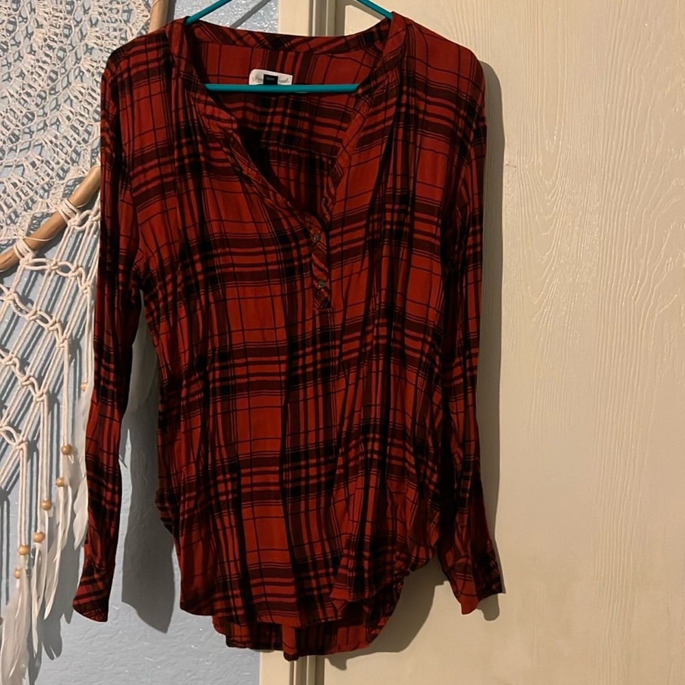 Plaid Orange/Black Blouse